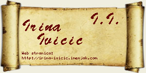 Irina Ivičić vizit kartica